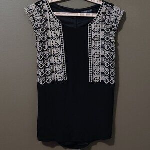 THML Black Sleeveless Embroidered Mini Dress SIZE XS